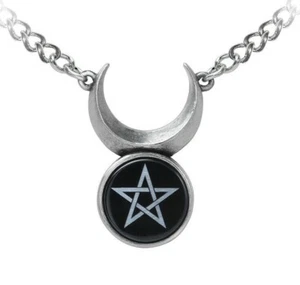Alchemy Gothic Sin-Horned God Pendant Black Pentagram Crecent Moon Wicca P911 - Picture 1 of 5