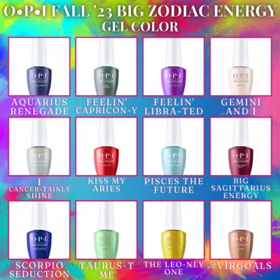 Esmalte en gel OPI Fall '23 "Big Zodiac Energy" colección Gelcolor 12 piezas sin exhibición Foto 1 de 2