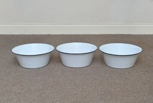 3x old white enameled washing bowl bath enamel 41.5 cm - FREE POSTAGE - Foto 1 di 6