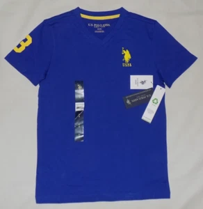 US Polo Assn. Kids Boys' 100% Cotton V-Neck Big Logo T-Shirts BlRaft M (8) New - Picture 1 of 3