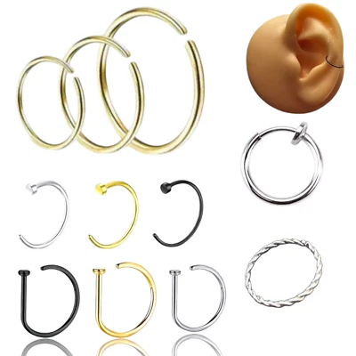Nasenring Piercing Septum Ring Nasenpiercing  Bcr Hufeisen Fake Clicker Silber - Bild 1 von 4
