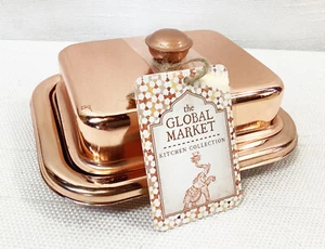 Plato de mantequilla de cobre Global Market 5" X 6" X 2,5" nuevo - Imagen 1 de 4