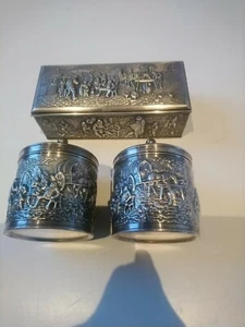 Lot of 3 Hooijkaas D.E. Silver plated spoon box and tea caddy's by Douwe Egberts - Picture 1 of 12