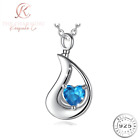 Cremation Ashes Blue Heart Necklace 925 Sterling Silver - Memorial. Gift Boxed