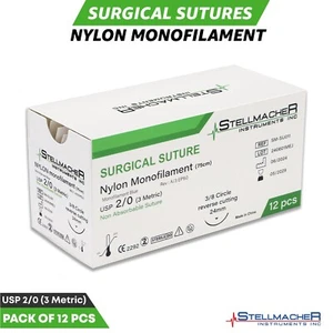 12 Pcs 2/0 Suture Nylon Practice Sutures Thread Sterile Threads & Needles - Picture 1 of 5
