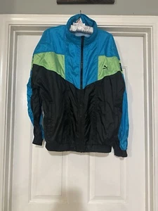 Puma Windbreaker Pullover Jacket Mens M 3/4 Zip Teal Orange Colorblock Vintge - Picture 1 of 6