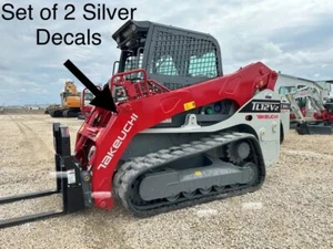 Takeuchi Decal Set (2) 30” Silver Logo Sticker Aftermarket Excavator Skid Steer - Picture 1 of 1