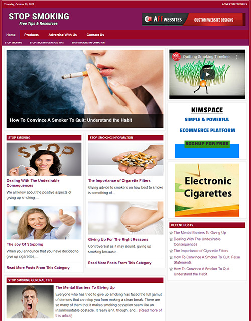 STOP SMOKING Website Business For Sale - Work From Home Business Opportunity