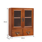 2/3 Tiers Wooden Desktop Storage Cabinet With Door Freestanding Display Showcase