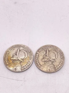Panama: zwei (2) .900 Silber Medio Balboa - 1930 & 1932 mäßig zirkuliert - Bild 1 von 5