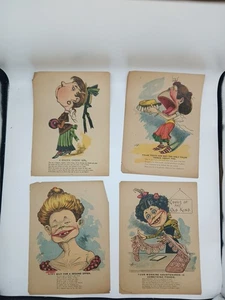 4 Vinegar Valentines Face, Cheeky, False Teeth, Second Offer, Workin Mid-1800's - Foto 1 di 5