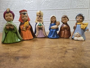 Vintage 6 Teile Krippenfiguren 4 Zoll, handbemalt von Gail, gebraucht - Bild 1 von 15