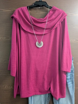 SIZE 3XWP CATHERINES (NEW) Petite Pink 3/4 Sleeve Sweater INVPV3680 - Image 1 of 4