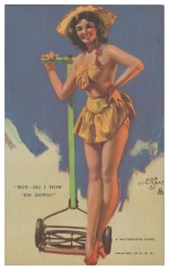 XX1726/ PIN UP Erótico Mutoscope Card Mujer con Cortacésped 1948 - Imagen 1 de 2