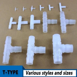 T-TYPE THREE WAY Plastic Barbed Connector Pipe Hose Tube Fitting Equal Tee Joint - Picture 1 of 3