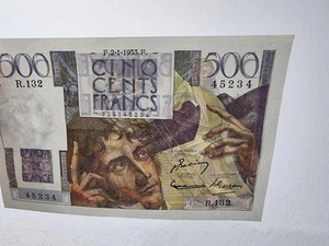 2.1.1953 BANQUE DE FRANCE 500 FRANCS **X-RARE** "R" (( GEM UNC )) - Picture 1 of 4