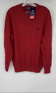 Chaps Mens Red Cotton Knitted Classic Crew Neck Pullover Sweater Size Small - Picture 1 of 6
