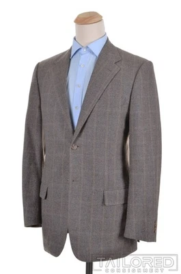 Blazer Abrigo Deportivo Chaqueta CORNELIANI Gris Avena Cuadros Lana Cachemira - 40 L Foto 1 de 4