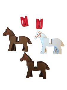 Vintage Lot of 3 Lego Horses White, 2 Brown - Picture 1 of 1