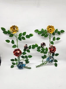 Italienischer Vintage Wandbehang Metall Toleware Tole Floral Shabby nicht Chic - Bild 1 von 4