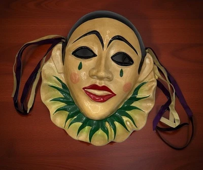 Máscara colgante de pared de cerámica cara arte porcelana de colección Mardi 1988 de Corpus Christie Foto 1 de 4