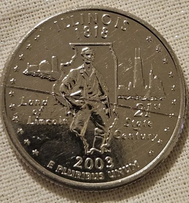 2003-D Illinois State Quarter With Die Crack Error From Rim To Rim - Image 1 of 4