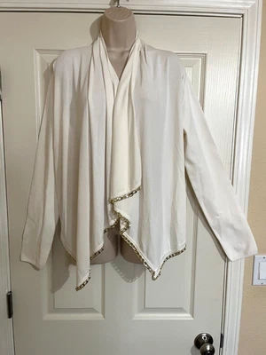 Cárdigan grande nuevo con etiquetas Marciano By Guess para mujer marfil frente abierto detalle cadena Foto 1 de 4