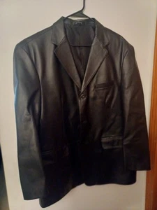 Stafford Executive Black Genuine Leather Men's Blazer Jacket Size XL RN93677 - Picture 1 of 19