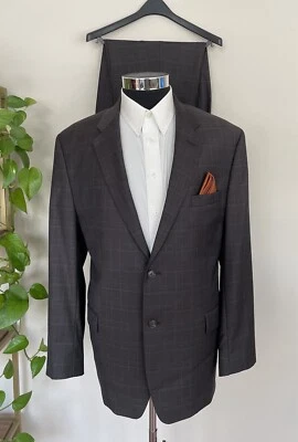 Calvin Klein Para Hombres Marrón Lana Dos Piezas Traje Chaqueta Talla 42R Pantalones de Vestido 38Wx28L Foto 1 de 4