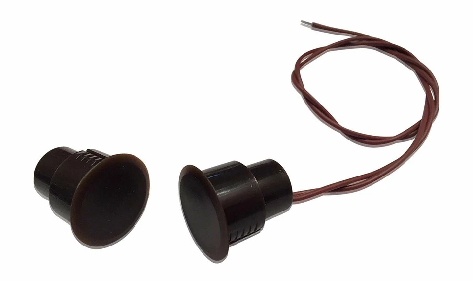 AUTHORIZID 1 Door & Window Alarm Contact Switch Normally Open, Recessed, 1.06" X 1"--Brown