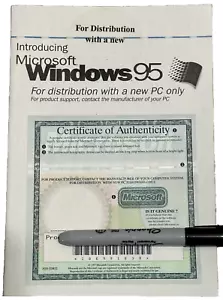 Microsoft Windows 95 for Distribution with New PC w/ Product ID - NO CD - AS-IS - Picture 1 of 2