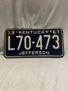 Kentucky 1967 Auto License Plate Garage Vintage Jefferson Co Decor Collector - Picture 1 of 2