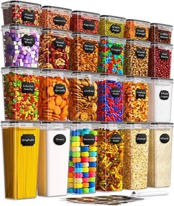 24 PCS Airtight Food Storage Containers with Lids, Kitchen Transparently - Picture 1 of 8
