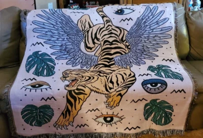 New Winged Tiger Woven Throw Blanket Afghan - Image 1 of 4