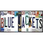 Mini Size 4"X2.2" License Plate Metal Sign Wood Art For Home Blue Jackets Strip