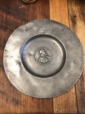 rare antique 1698  17th century engraved hand forged pewter dinner plate