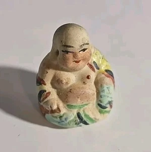 Chinese early 20C famille rose small buddha statue 1-1/4" - Picture 1 of 5