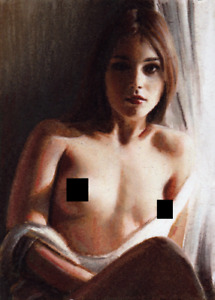 Original ACEO art-card Nudes - Female figure drawing - Painting Unique Art