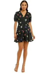 TALULAH Pinata Mini Dress in Francessca Floral Black Size 12 AU | RRP 299.00 - Picture 1 of 3