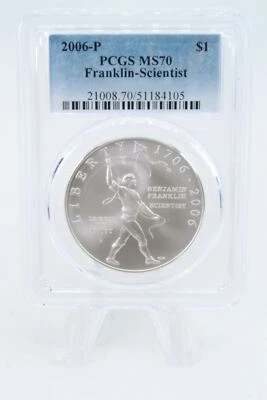 2006-P PCGS MS70 Franklin-Scientist Silver Modern Commemorative Dollar - Image 1 of 2