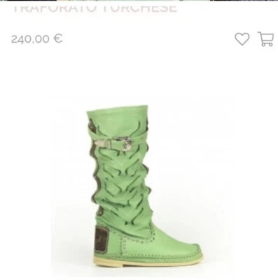 Botas de cuero de becerro genuino Hector Riccione verde espuma de mar tachonado Italia 6 Foto 1 de 4