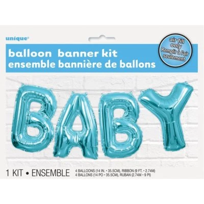 14" Boy's Baby Shower Party Blue Foil Balloon Banner Decoration Kit Party  - Image 1 of 2