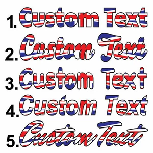 x2 Union Jack Custom Text Personalised Name Car Bike Name Funny Decal Stickers - Picture 1 of 3