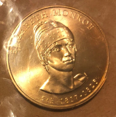 1817-1825 -5th First Spouse ELIZABETH MONROE Bronze UNCIRCULATED Medal(Sealed) - Image 1 of 4