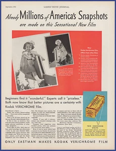 Vintage 1931 Eastman Verichrome KODAK Filmkamera Fotografie Druck Werbung 30er Jahre - Bild 1 von 1