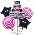 Silver Black Happy Birthday Balloons Large Cake Theme Number Kids Balons Decoruk