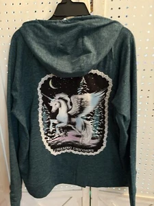 Athletic Works Womens Hoodie 2XL Pockets/Unicorn Graphic With Pearl Trim - Picture 1 of 5