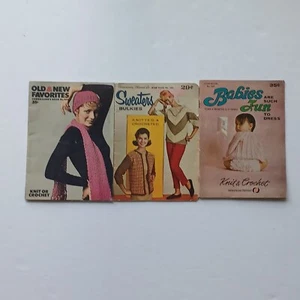 Vintage Knitting & Crochet Pattern books / booklets Lot of 3 Old & New Favorites - Picture 1 of 4