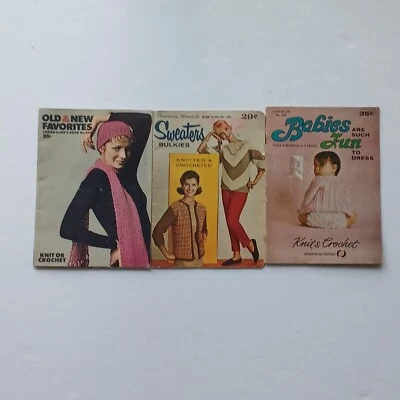 Vintage Knitting & Crochet Pattern books / booklets Lot of 3 Old & New Favorites - Image 1 of 4