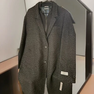 Michael Kors Men's Pike Slim Fit Top Coat 44R Black White Overcoat (MSRP $395) - Picture 1 of 6